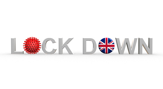 3D illustration of emergency Lock down protocol in UK due to coronavirus spread