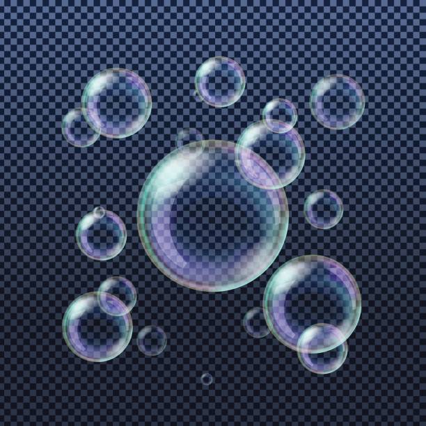 透明な背景に分離された現実的なシャボン玉。 - soap sud bubble isolated washing点のイラスト素材／クリップアート素材／マンガ素材／アイコン素材