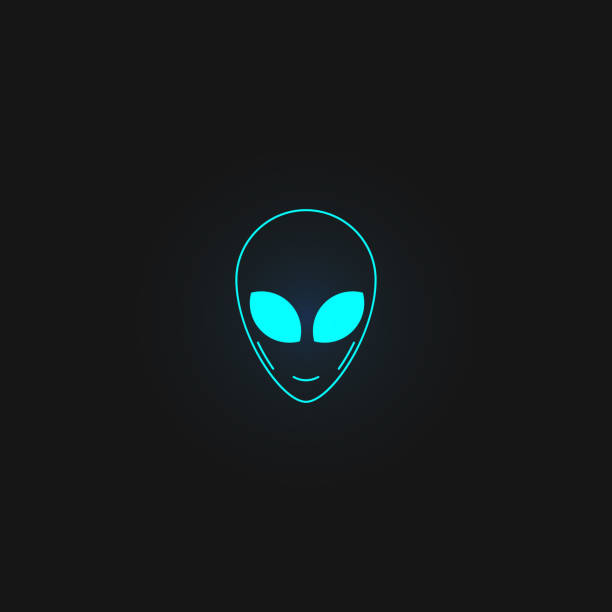 ilustrações de stock, clip art, desenhos animados e ícones de alien face icon logo design. isolated on black background. vector illustration. - alien monster green futuristic