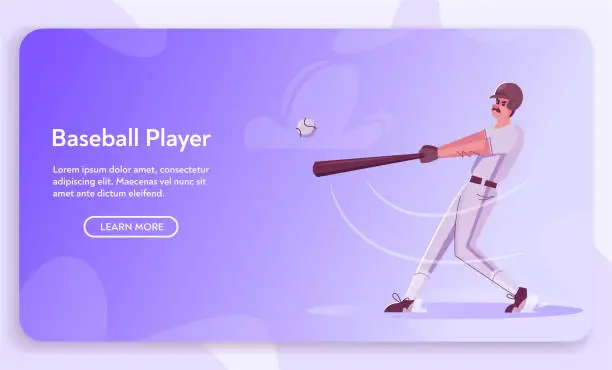 Vector illustration of Baseball player is training. Character design. Cartoon flat illustration