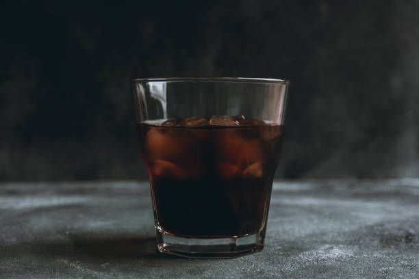 istock Black russian cocktail with ice and coffee liquor 1215496282