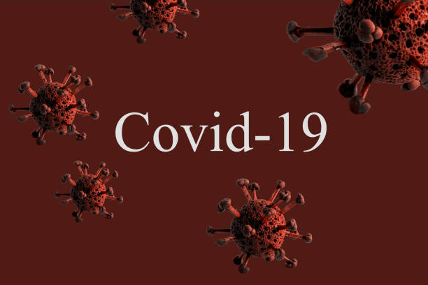 istock Abstract virus strain model with inscription Covid-19 1215498718