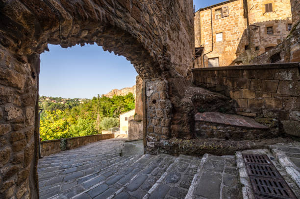 streets of pitigliano, Grosseto province, Tuscany. Italy streets of medieval village of pitigliano, Grosseto province, Tuscany. Italy pitigliano stock pictures, royalty-free photos & images