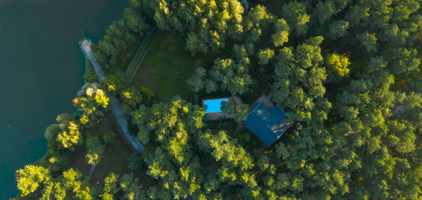 istock top view of a mysterious forest house with a pool in a forest thicket 1215502487