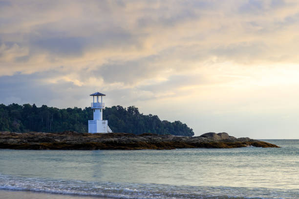 istock Famous Khao Lak beach with light beacon or lighthouse for navigation, Phang-Nga, Thailand 1215503870