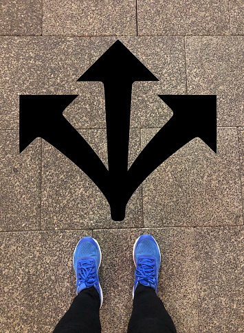 Arrows showing the concept of making choices