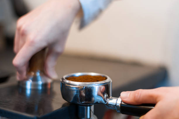 istock Making coffee at small espresso cafe 1215506124