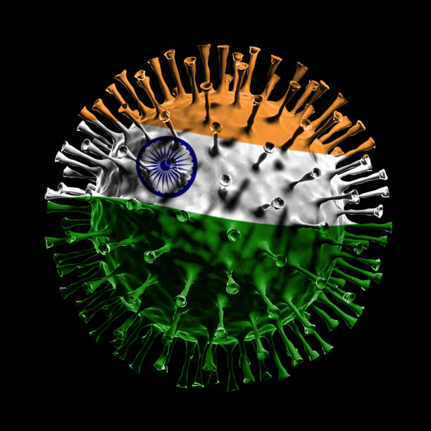 istock Flag of India on Covid-19 is virus concept. 3D rendering 1215512644