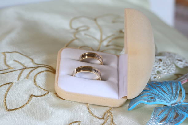 istock Wedding rings prepared for the wedding 1215512721