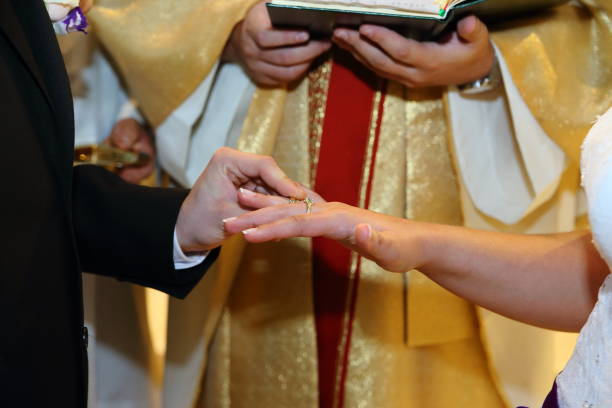 istock Wedding rings prepared for the wedding 1215517218