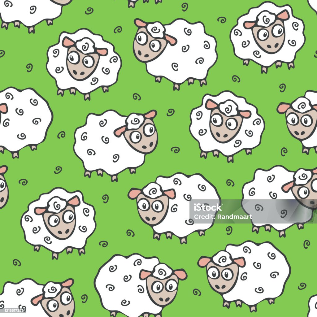 Mô Hình Vector Liền Mạch Với Cừu Trên Nền Màu Xanh Lá Cây Thiết Kế ...