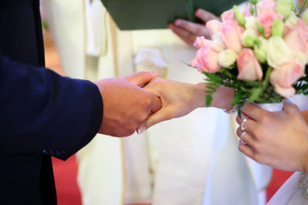 istock Wedding rings prepared for the wedding 1215520697