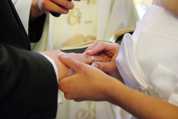 istock Wedding rings prepared for the wedding 1215522080