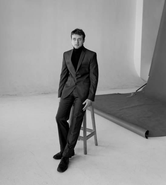 istock Black and white portrait of young man 1215522282