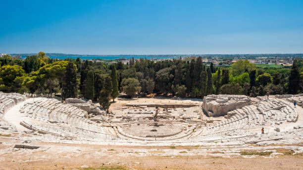 The greek theatre of Syracuse (Sicily) stock photo