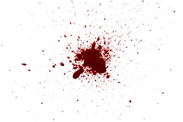 капли крови на белом - spray blood splattered paint стоковые фото и изображения