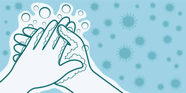 Hand washing and disinfection against viruses. vector art illustration
