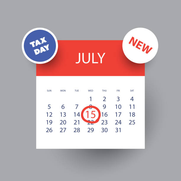 US Tax Day Reminder - Calendar Design Template 2020 New Revised US Tax Deadline Calendar Concept Template Creative Design in Freely Scalable and Editable Vector Format revised stock illustrations