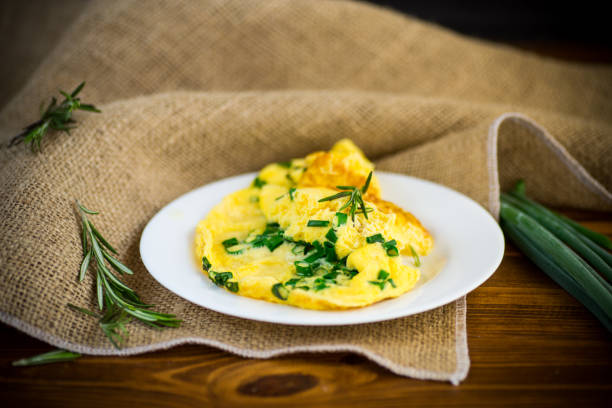 istock hot fried omelet with chopped green onions in a plate 1215535402