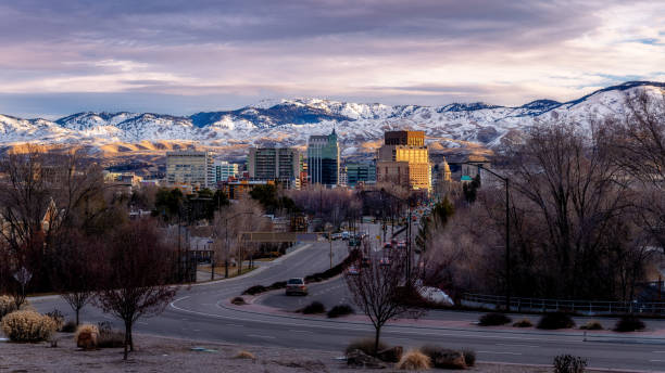 istock Early morning sunrise over the Boise Skyline 1215536580