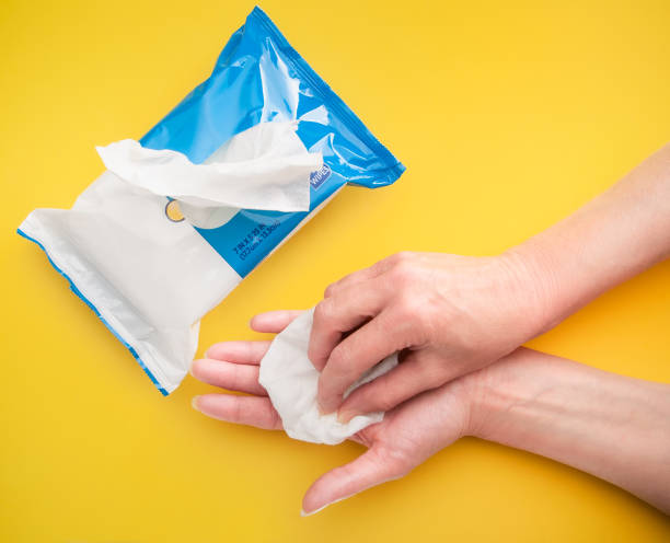 istock Package of Sani-Wipes for Disinfecting Hands 1215537033