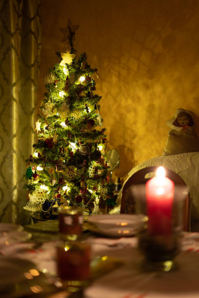 istock Christmas tree in gold colors 1215538108