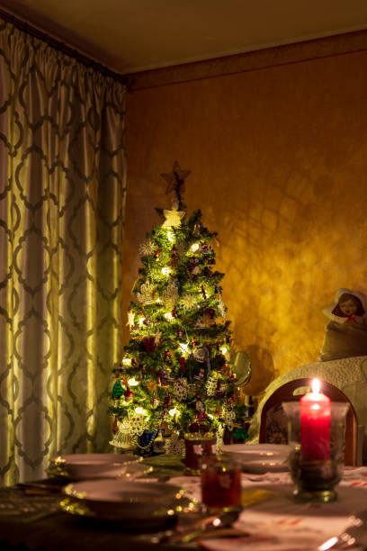 istock Christmas tree in gold colors 1215538117