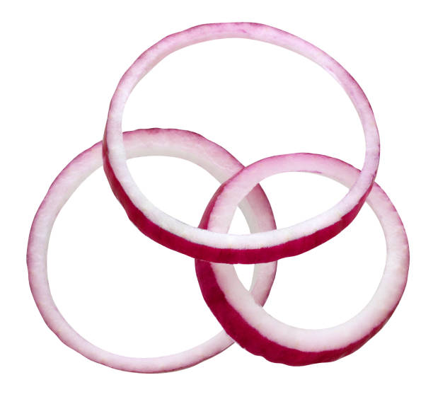 istock red onion rings isolated on a white background with clipping path. 1215538530