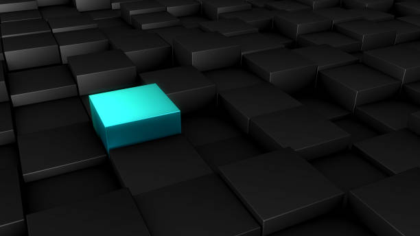 istock Abstract design of black and blue cubes 3D illustration 1215540258