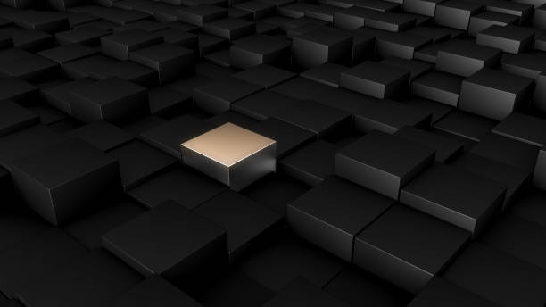 istock Abstract design of black and silver cubes 3D illustration. 1215540324