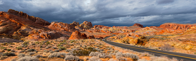 Nevada desert and stormy clouds