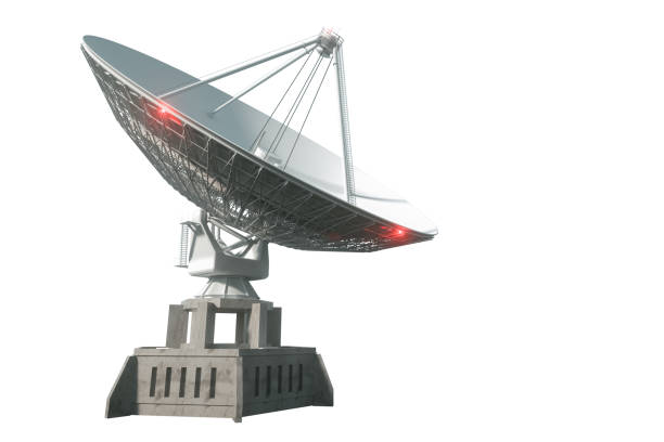istock White radio telescope, a large satellite dish isolated on a white background. Technology concept, search for extraterrestrial life, wiretap of space. 3D rendering, 3D visualization, 3D illustration. 1215545200