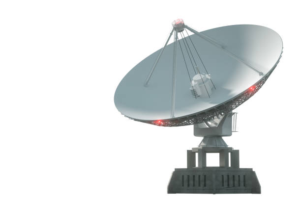 istock White radio telescope, a large satellite dish isolated on a white background. Technology concept, search for extraterrestrial life, wiretap of space. 3D rendering, 3D visualization, 3D illustration. 1215545241