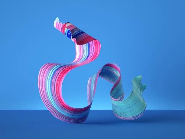 istock 3d render, colorful wavy gouache smear object isolated on blue background, acrylic paint clip art, curvy ribbon, brush stroke stripe, modern minimal creative design 1215545946