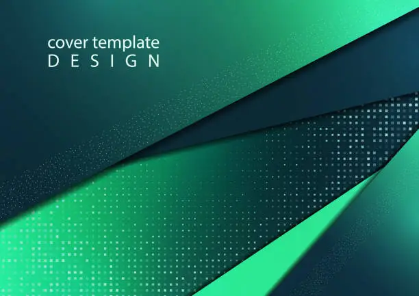 Vector illustration of Modern abstract geometric background. Overlapping triangles, halftones, bright gradient. Template for your corporate design.