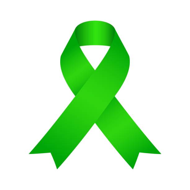 ilustrações de stock, clip art, desenhos animados e ícones de non hodgkin's lymphoma ribbon. green ribbon nhl cancer. vector illustration. - non hodgkin lymphoma