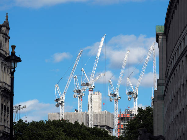 Cranes on the London city sky center