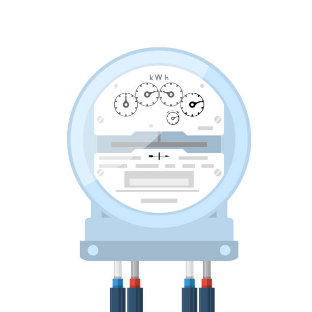 счетчик электроснабжения, значок электрического счетчика, аналоговый счетчик - instrument of measurement meter voltmeter electric meter stock illustrations
