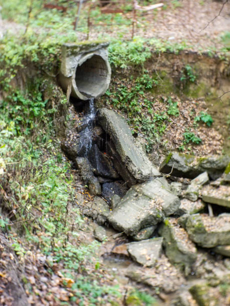 istock a stream flows out of a pipe in a Park 1215554034