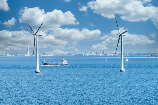 istock Wind turbine plant in the bay 1215554573