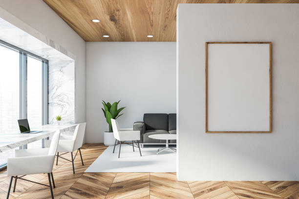 istock White and marble office lounge, vertical poster 1215554642