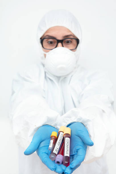 istock Blood Sample in a flask for analyzing Corona virus 1215561585