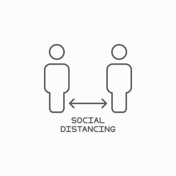 social distancing icon, safe distancing vector social distancing icon, safe distancing vector vanishing point stock illustrations