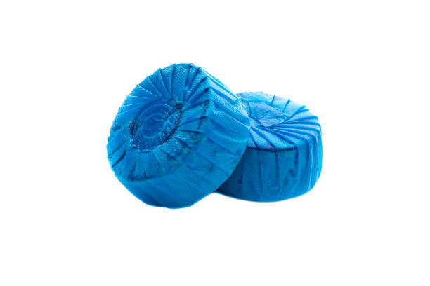 istock Toilet bowl cleaner blue bubble on white background 1215563909