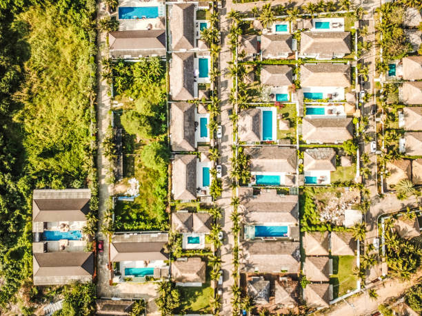 istock Villa aerial view in Phuket in Thailand 1215566017