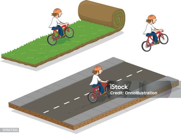 Bicicleta Riders - Arte vetorial de stock e mais imagens de Projeção isométrica - Projeção isométrica, Relva, Adolescente