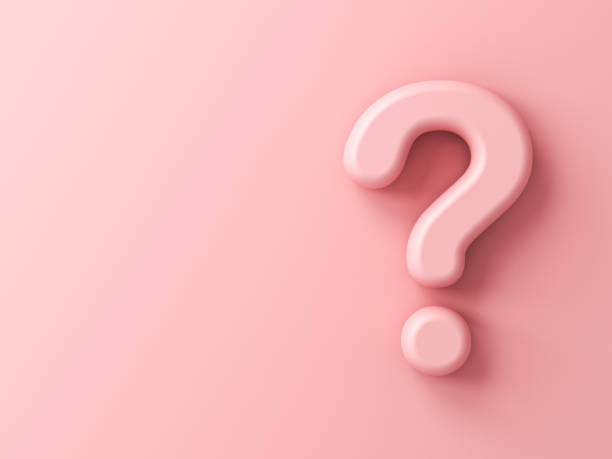 Pink question mark isolate on pink pastel color wall background with shadow