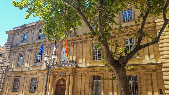 In August 2015, tourists were walking on Town Hall Square in Aix en Provence in France