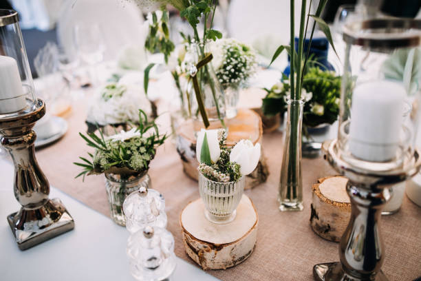 istock Inspiration for wedding table decoration in boho and rustic style 1215575386