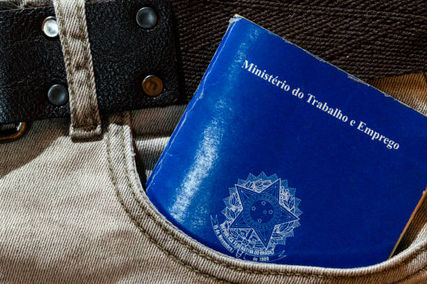 istock Brazilian work card inside worker jeans pocket 1215575922